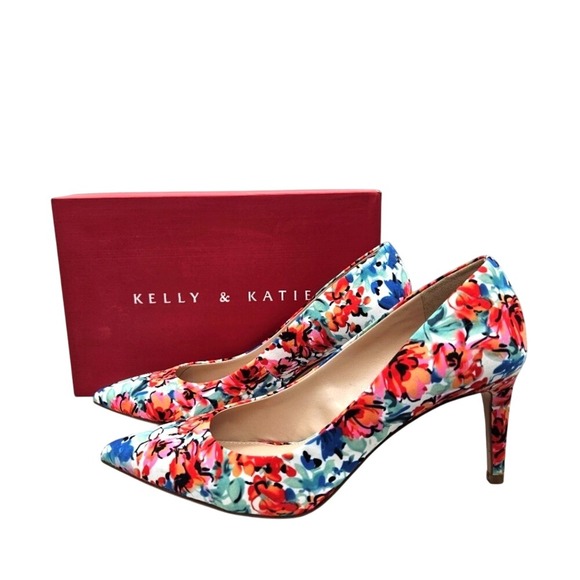 Kelly & Katie Shoes - Kelly & Katie‎ Misha Red Multi Watercolor Flower Print 9.5